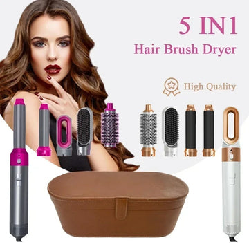 5-in-1 Hair Straightener Brush/Hair Dryer Set